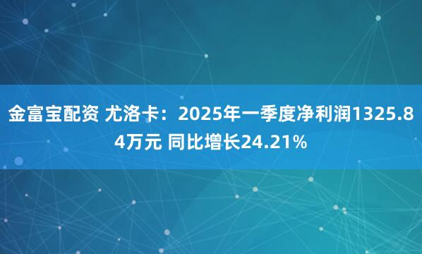 金富宝配资 尤洛卡：2025年一季度净利润1325.84万元 同比增长24.21%